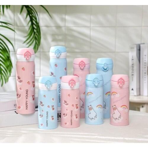 Thermal Mug Cartoon 350ML 500ML Thermocup Bouncing Cover Bottle Vacuum flask Thermal Mug Travel Cute Thermos Cup Stainless Steel