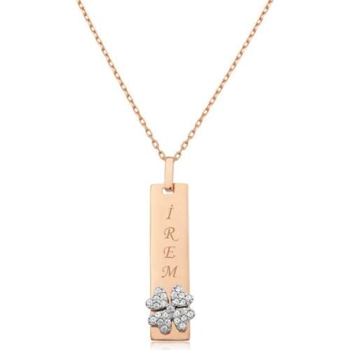 Tevuli 925 Sterling Silver Clover Pattern Plate Necklace