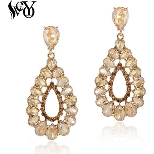 VEYO Crystal Drop Earrings Elegant Hollow out Earrings for Women Fashion Jewelry Free shipping