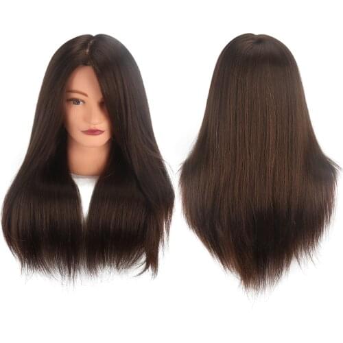 18 inch brown 100% Real Human Hair Training hair Hairdresser Manniquin heads Doll head Long Hair Hairstyle Practice head