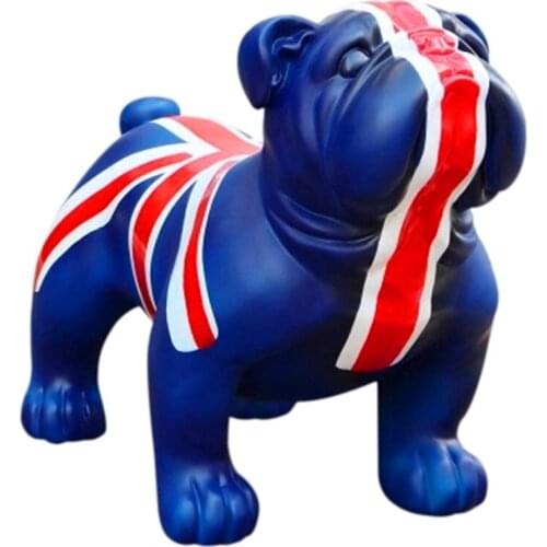 WU CHEN LONG Pug Bulldog Art Sculpture Dog Statue Home Decoration Resin Crafts Photo Props Window Display Decor Figurines R4834