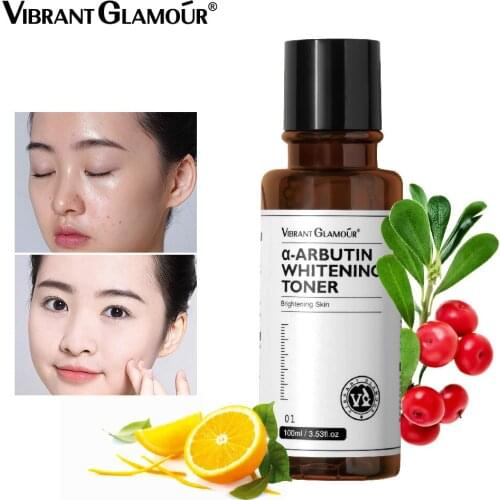 VIBRANT GLAMOUR Arbutin Whitening Toner Brighting and Moisturizing Essence Reduce Dullness Spot Acne Marks Facial Skin Care100ML
