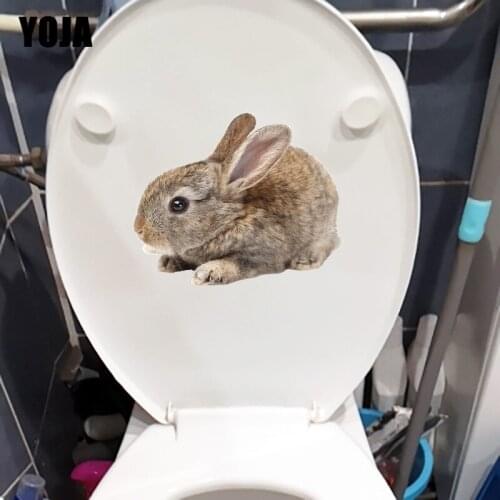 YOJA 24.6×20.1CM Cute Furry Bunny Living Room Wall Decoration Childrens Bedroom Toilet Stickers T1-3200