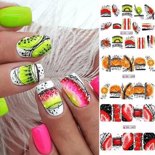 1 Sheet Fruit Water Transfer Lemon Strawberry Nail Sticker Decals Beauty Decoration Designs DIY Color Tattoo Tip Slider