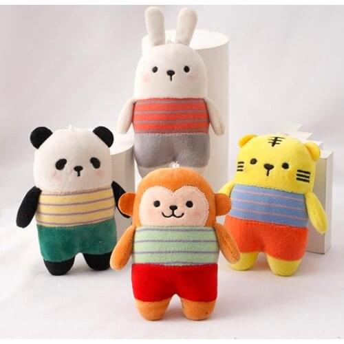 1 Pc Cute Cute Cartoon Rabbit/Panda/Tiger/Monkey Plush Stuffed Toy Keychain Pendant Doll