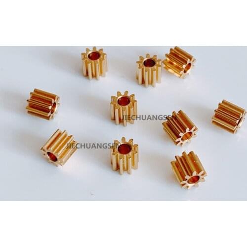 0.4M 9T copper gear 1.48 1.5 1.98 2 mm hole diameter Motor shaft thickness 4mm outer diameter 4.4mm gear