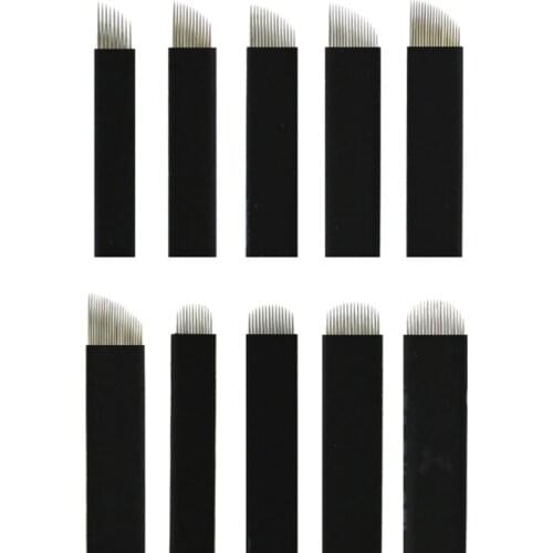 100pcs 0.18mm Lamina Tebori Flex Microblading 12 14 16 18 U shape Tattoo needles for Permanente makeup Eyebrow Blades Manual pen