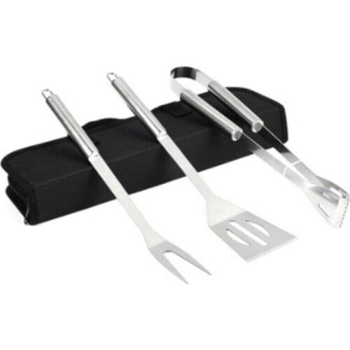 3 Pcs Barbecue Bbq Grill Cooking Tools Stainless Steel Outdoor Grilling Set Bag