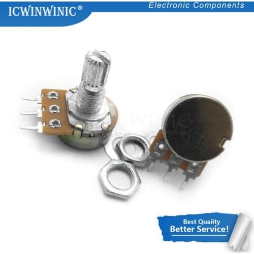 5piece 100K ohm WH148 B100K 3pin Potentiometer 15mm Shaft With Nuts And Washers Hot In Stock