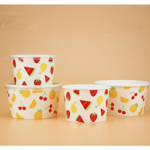 50pcs Disposable ice cream cup yogurt ice porridge paper bowl ice cream takeaway packaging box party birthday favor paper cup