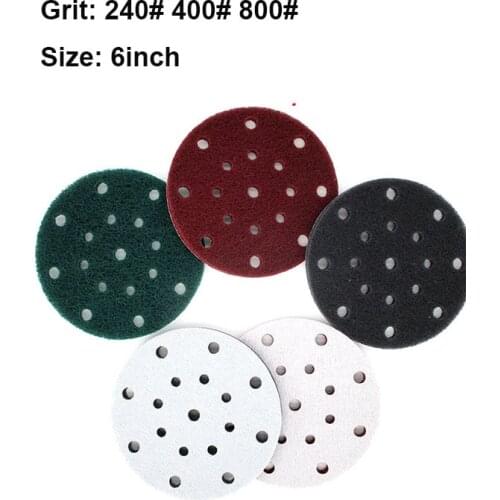 6 Inch 6/9/15/17 Hole Round Power Scrub Pads Red Flocking Industrial Scouring Pads Polishing Derusting Cloth 240-800