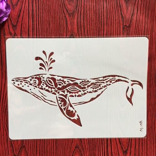 A4 29 * 21cm diy craft whale mold for painting stencils stamped photo album embossed paper card on wood, fabric,wall stencil