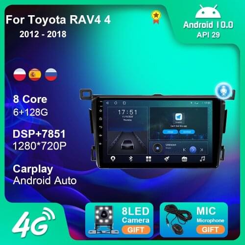 6+128G Android 10 Car 4G WIFI Radio Navigation GPS For Toyota RAV4 4 2012-2018 Multimedia Player Radio 2 Din DVD BT Carplay WIFI