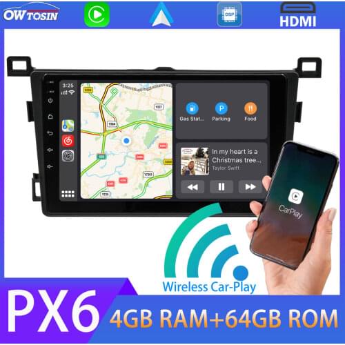 9'' Android 10.0 GPS Navigation Car Multimedia Player PX6 4+64G For Toyota RAV4 RAV 4 2013-2019 Carplay Radio HDMI Bluetooth 5.0