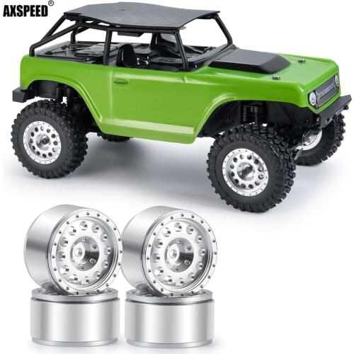 AXSPEED 4Pcs 1/24 RC Rock Crawler Aluminum Alloy Beadlock Wheel Rims for Axial SCX24 90081 AXI00001 AXI00002 Upgrade Parts