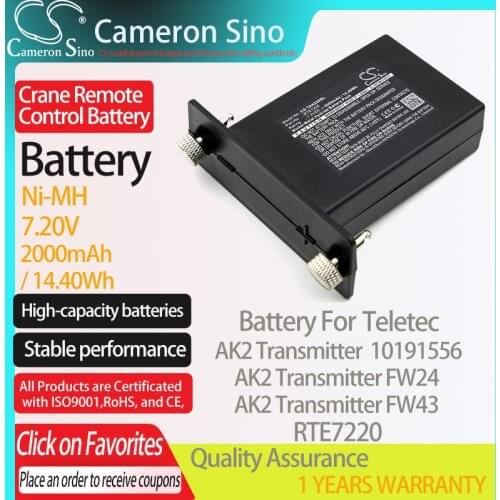 CameronSino Battery for Teletec AK2 Transmitter AK2 Transmitter FW24 10191556 fits Teletec RTE7220 Crane Remote Control battery
