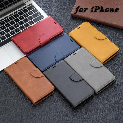Flip Wallet Case for iPhone 11 Pro Xs MAX X XR Luxury Soft TPU Sheepskin Leather Case For iPhone 5 5S SE 6 6S 7 8 Plus Cover