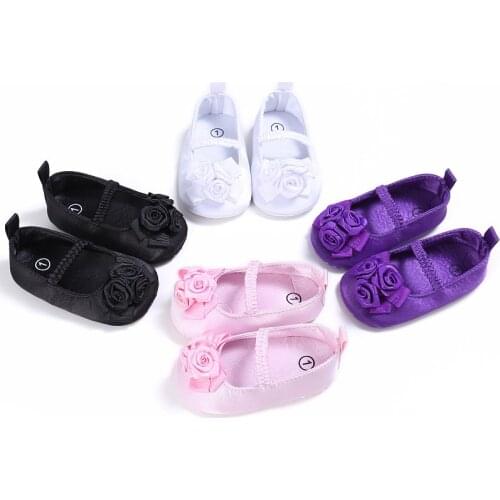 Newborn baby girl princess spring and autumn solid color flowers childrens shoes