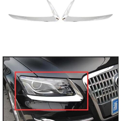 For Audi Q5 2009 2010 2011 2012 ABS Chrome Exterior Headlight Eyebrow Cover Trims Front Light Lamp Frames Stripes 2Pcs