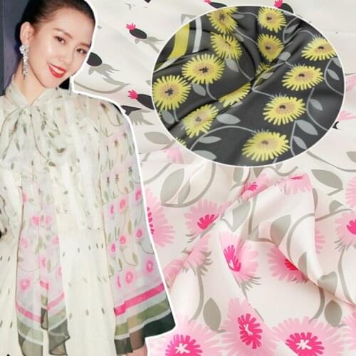 Stretch Satin Polyester Fabric Cloth Per Meter Material Soft Dress Printed Sewing Clothing Chiffon Fabric Wholesale Cloth