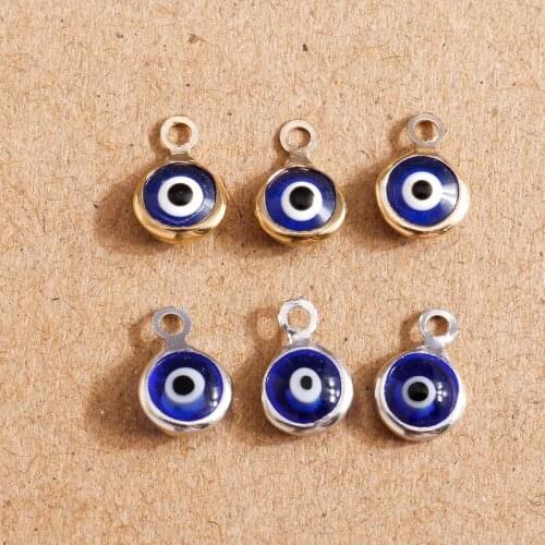 60pcs 7*10mm Enamel Evil Eyes Charms Pendants for Necklace Earrings Bracelets DIY Handmade Jewelry Making Crafts Accessories