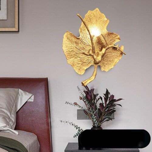 Aestheticism leaf wall lamp luxury copper living room bedroom lamp elegant appearance soft light porch lights