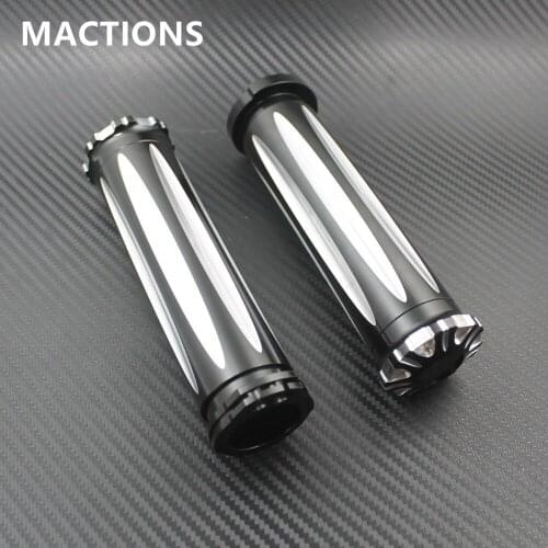 1" CNC Handlebar Hand Grips Black For Harley Sportster XL883 1200 Softail Touring Dyna Custom Cruiser Chopper