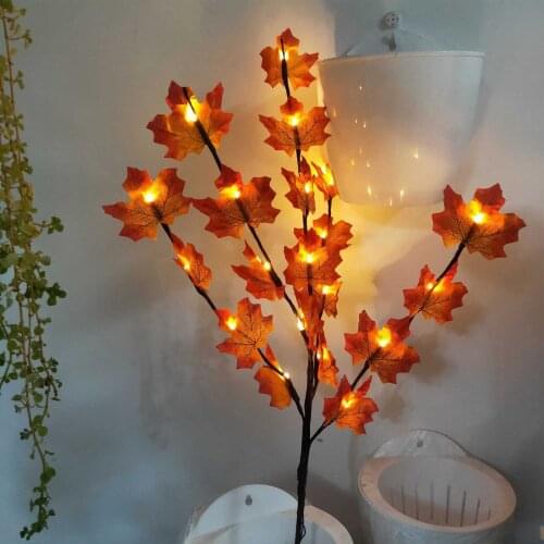Simulation Maple Leaf 20LED Garden Lights Cloth+Metal+PVC Beautiful Interesting Romantic 2Pcs High-quality