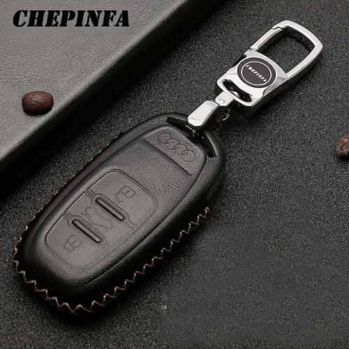 Leather Car Key Case Cover For Audi A6 C8 A7 A8 Q8 A4 B9 Q5 Q7 TT TTS 8S 2018 2019 car accessories durable car styling new