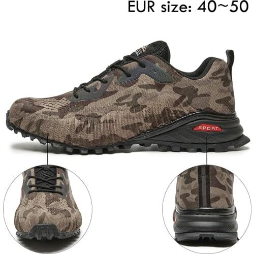 Big Size 40-50 Men Trail Running Shoes Male Resist Wear Breathable Knit Athletic Sports Shoes Jogging Walking Outdoor Sneakers