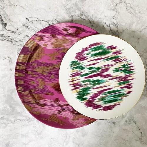 HOT Sales 2 pcs plates per set Western Dish Steak Dish Snack Plate Luxury Dinner Plates with original packing Blue color plate