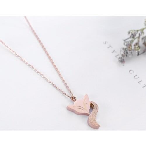 Hot Sale Fashion Women Necklace Stainless Steel Cute Frosted Fox Necklace Women Luxury Jewelry Best Gift For Wedding