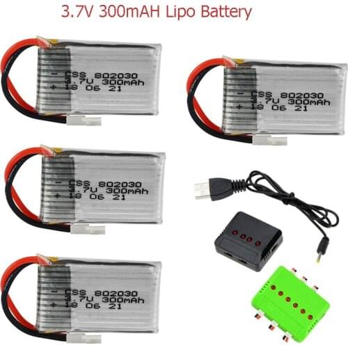 3.7V 300mAH Lipo Battery With 6-in-1 4-in-1 Charger set For Udi U816 U830 F180 E55 FQ777 FQ17W Syma X11C FY530 RC Drone Battery