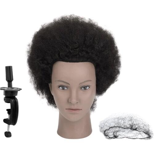 Afro Mannequin Head Training Head Salon Dummy Doll Hairdressing 100% Real Human Hair Manikin Head Braiding Practice
