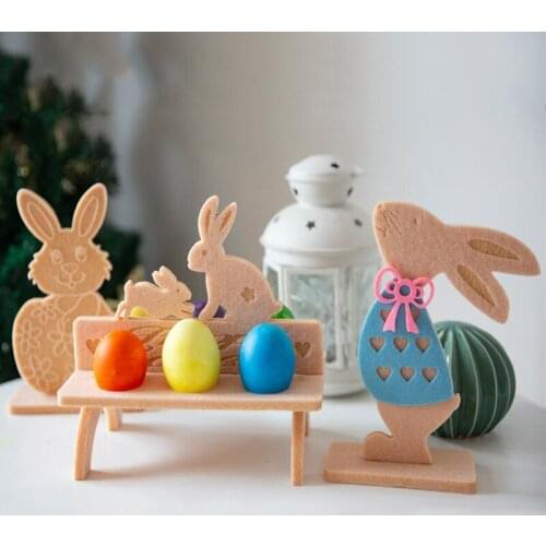 Cute Bunny Easter Decorations For Home Table Accessories Ornaments Diy Felt Crafts Easter Egg Storage Rack