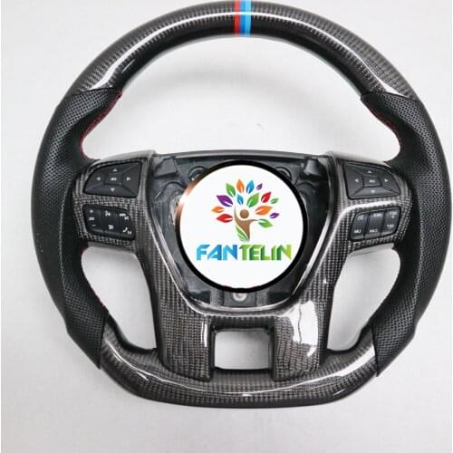 Cuatomized Carbon Fiber Steering Wheel Alcantara Leather Replacement For Ford Explorer 2015-2019