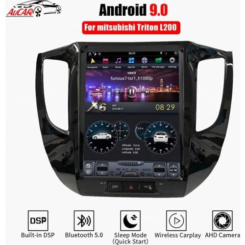 AuCAR tesla Android 9.0 multimedia Car radio for Mitsubishi Triton L200 2016 -2018 GPS navigation 1 din stereo autoradio DVD