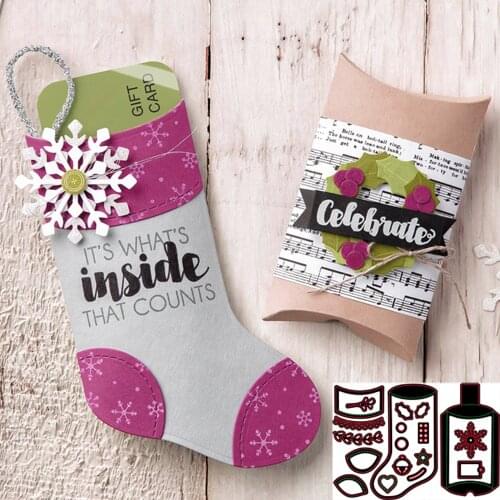 Creative 19Pcs/lot Christmas Sock Stocking Cutting Dies Set Embossing Stencil Card Decoration Scrapingbook DIY Crafts