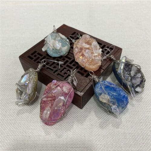 Natural Stone Resin Powder Crystal Pendant Mixed Color Irregular Shape DIY Necklace Pendant Exquisite Jewelry Accessory Gift