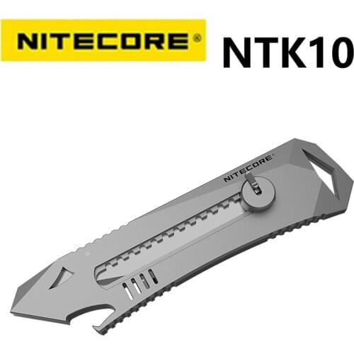 NITECORE NTK10 Titanium Utility Knife Silver Retractable Glass breaker Multi-Functional tool for Outdoor Sports Self-defense