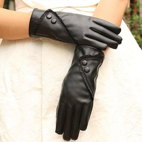NEW Biking Gloves PU Leather Full Covered Screentouch Lace Glove for Women Outdoor Sport Windproof