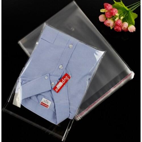 Wholesale 200pcs 20x27cm Clear Adhesive Seal Plastic Opp Bag Clothing Boutique Gift Packaging Bag Transparent Plastic Poly Bags