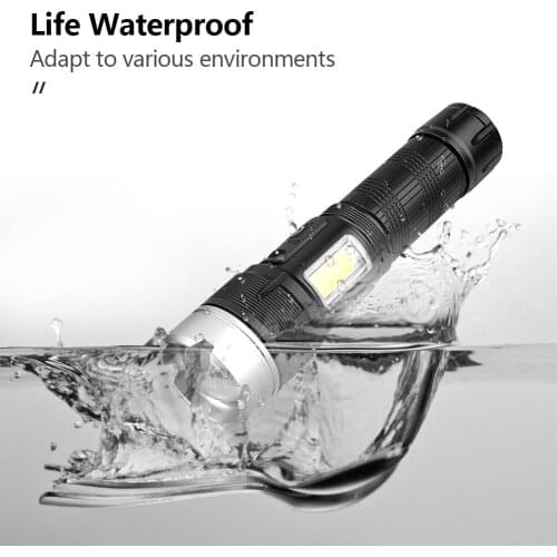 P70 Flashlight Torch Telescopic Zoom Working Lamp USB Recharging Outdoor Emergency Light 2 Lighting Color COB Lantern Flashlamp