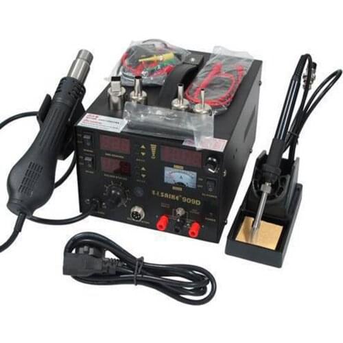 220V SAIKE 909D Soldering/Hot air gun rework station 3 in1 Soldering iron+Hot Air Gun+Power Supply+Welding gift
