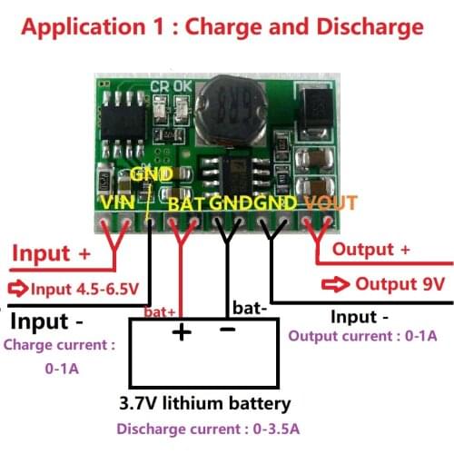 10W Charger & Discharger Board DC-DC Converter Step-up Module Charge-in 4.5-6.5V Boost-out 9V for Wifi Ethernet router UPS diy