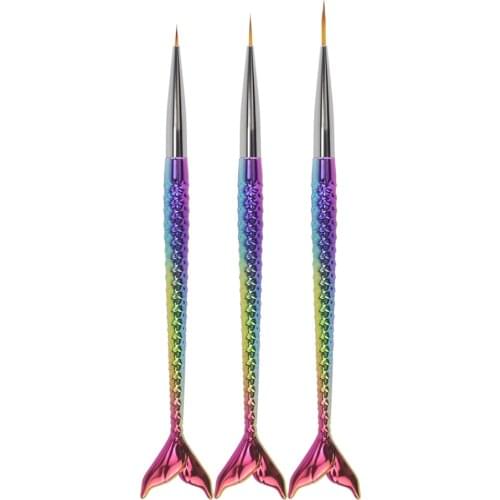 7/9/11mm Mermaid Gradient Pen Nail Art Brush Liner Line Stripe Fish Flower Painting Drawing Manicure DIY Tips Manicure Tools