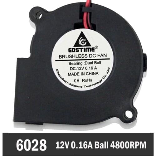 20 Pieces Gdstime ball bearing 12V 0.16A 60mm 60X28mm DC brushless blower turbo blower centrifugal fan 6028 cooling fan