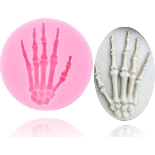 Skull Hand Halloween Silicone Molds Fondant Cake Decorating Tools Skeleton Cupcake Topper Molds Chocolate Candy Resin Moulds