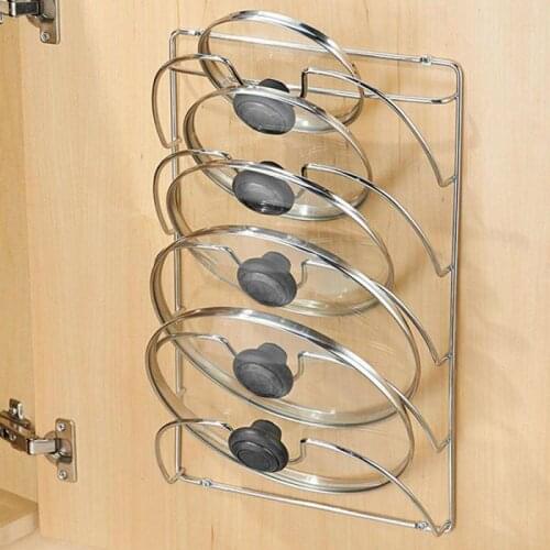 Storage Rack Wall Mount Pot Cover Organizer Holder Kitchen