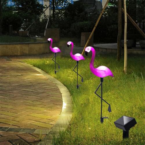3pcs/set Solar Powered Flamingo Lawn Lamp Garden Decor Solar Lights Waterproof Led Light For Outdoor Garden Decorative Lighting